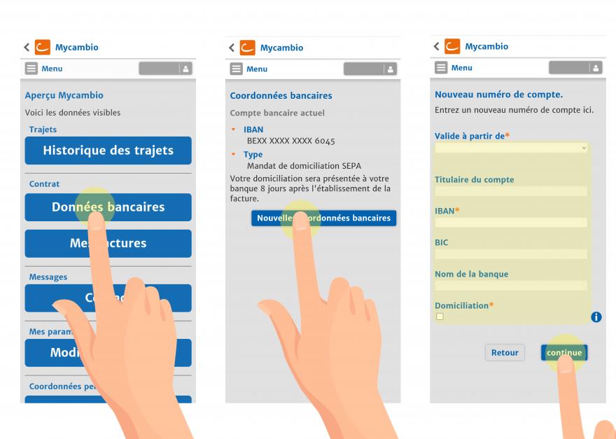 Etape modificatio numéro de compte
