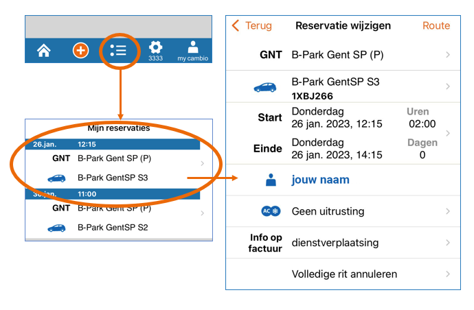 Overzicht reservaties