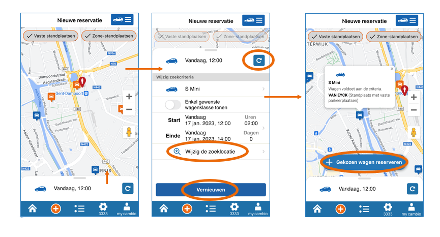 Reserveren via kaart